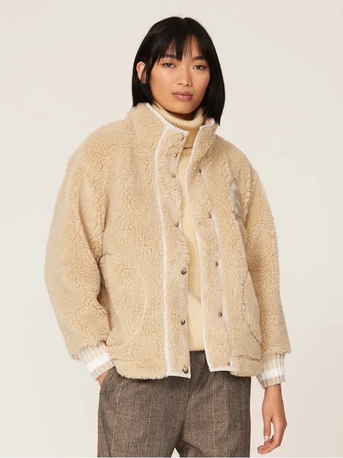 Tommy Hilfiger Faux Shearling Logo Jacket In Size Medium